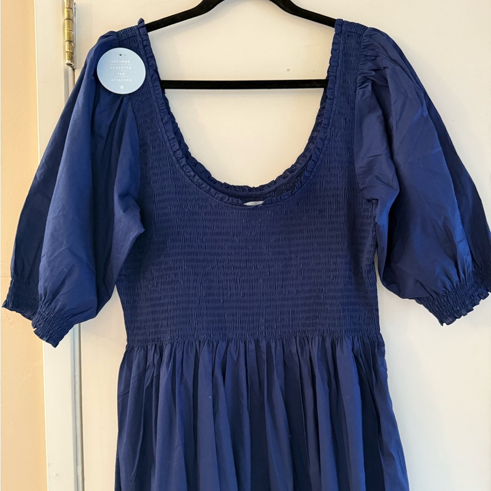 Hill House The Nesli Nap Dress Navy Cotton Lawn - Picture 6 of 6